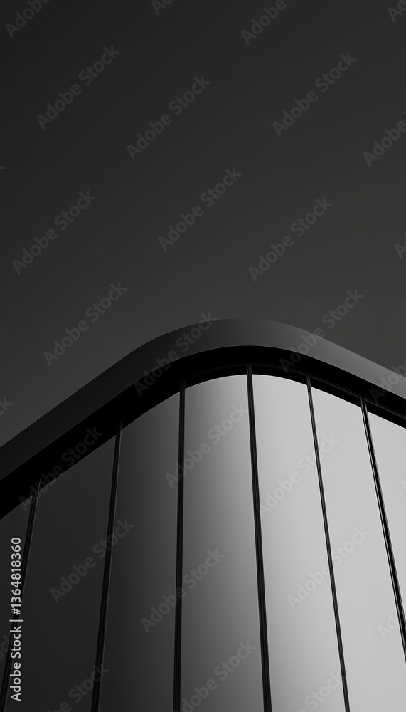 Obraz premium Monochrome-style futuristic buildings with mirrored windows and flowing curvature, designed to highlight symmetry, abstraction, and urban innovation