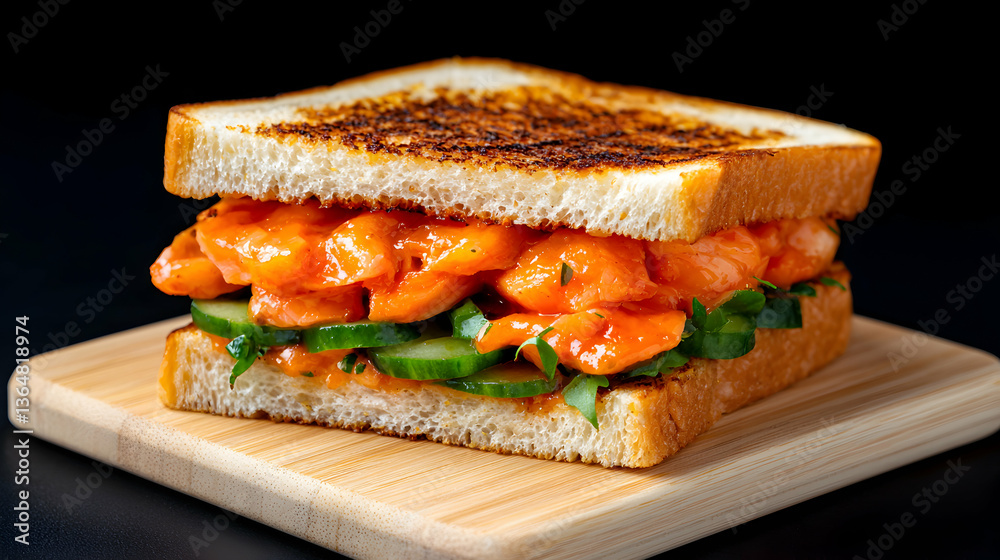 Grilled Shrimp Sandwich with Cucumber and Spicy Sauce Grilled Shrimp Sandwich with Cucumber and Spicy Sauce