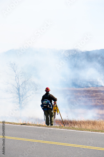 Prescribed Fire in Shenandoah National Park Near Skyline Drive – Controlled Burn in Mountain Forest Landscape
