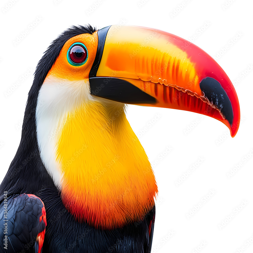 Obraz premium Colorful toucan with vibrant beak and feathers.
