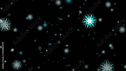 snowflake six star branch long thorn wing falling on black isolated