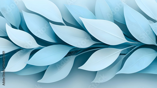 Light Blue Paper Leaves Pattern Background