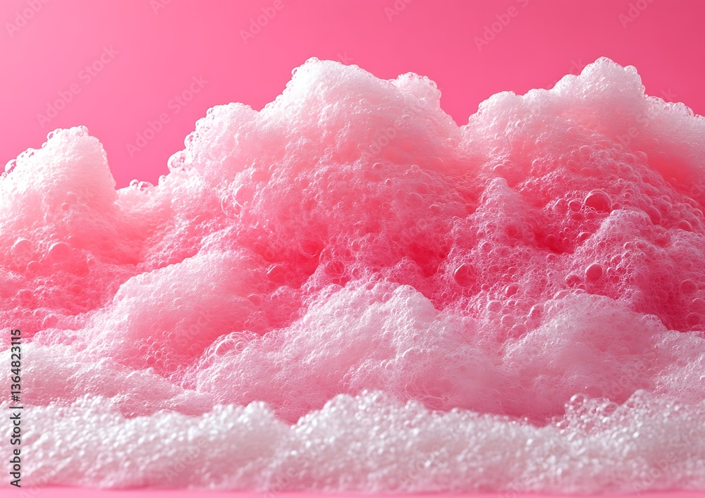 Fototapeta premium A closeup image shows pink suds and a vibrant pink background