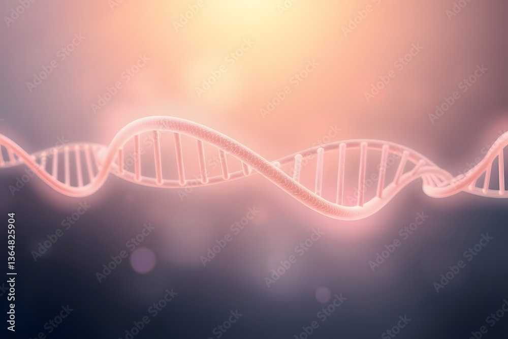 Abstract representation of a DNA double helix against a soft, glowing background with bokeh effects