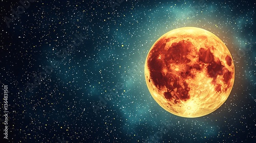 Captivating Full Moon Illuminating a Starry Night Sky Background