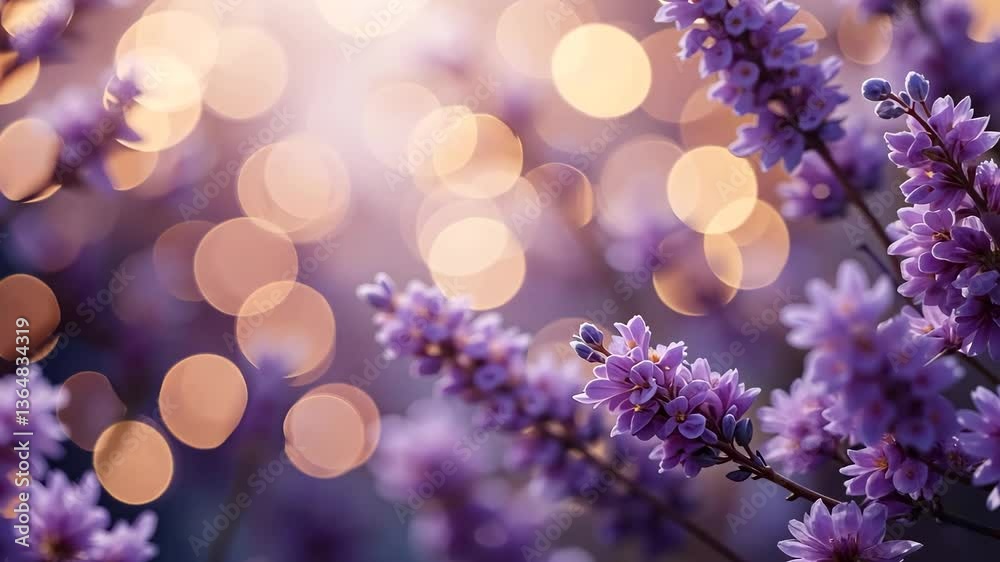 Delicate Purple Flowers Close Up With Bokeh Background Creating Dreamy Springtime Atmosphere