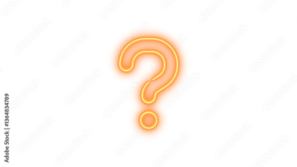 Naklejka premium Neon question icon brown color glow with transparent background