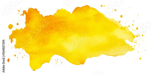 Vibrant yellow watercolor splash artistic creation abstract cut out