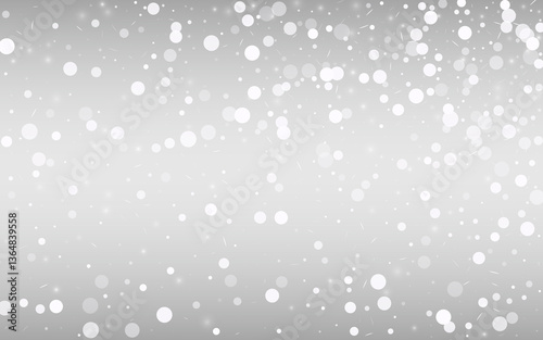 White Snowfall Vector Silver Background. New