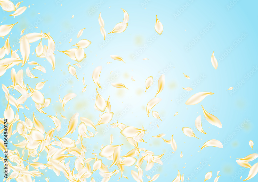Naklejka premium Beige Flower Fall Vector Blue Background. Light