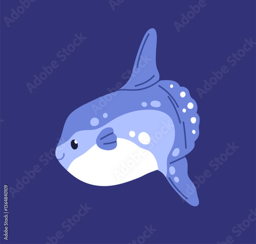Cute fish underwater. Sunfish swimming in tropical sea, ocean water. Happy sm...
