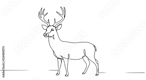 Elegant deer silhouette standing in simple line art style  