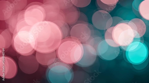 Dreamy Bokeh Background with Soft Teal and Pink Lights for Festive Celebrations