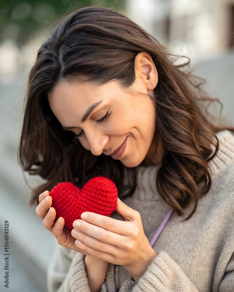 Beautiful woman holding red heart Beautiful woman holding red heart