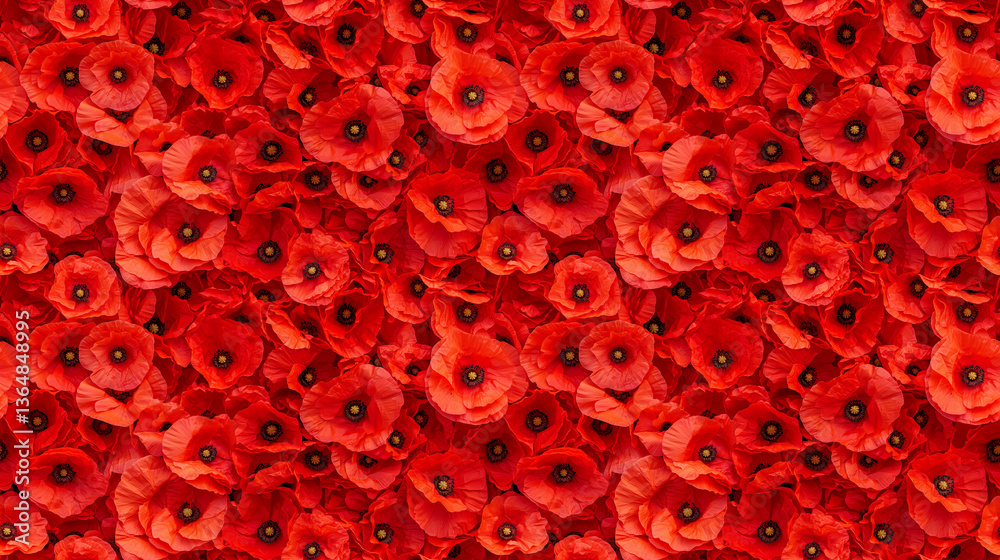 background filled with poppy flowers, borderless pattern background filled with poppy flowers, borderless pattern