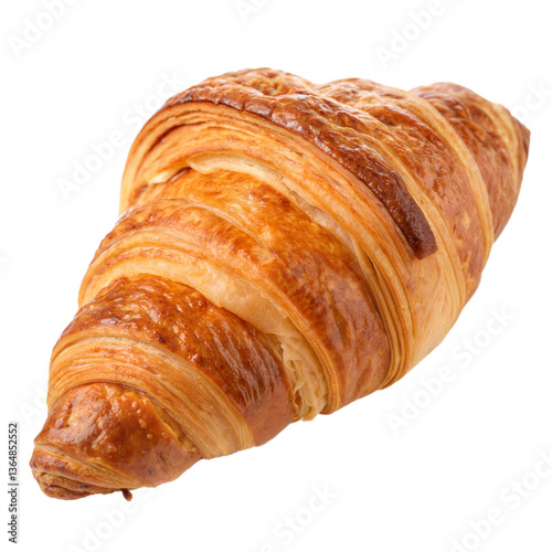 Golden Buttery Croissant Isolated on Transparent Background
