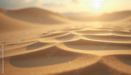 Desert dunes at sunset creating undulating sand patterns  