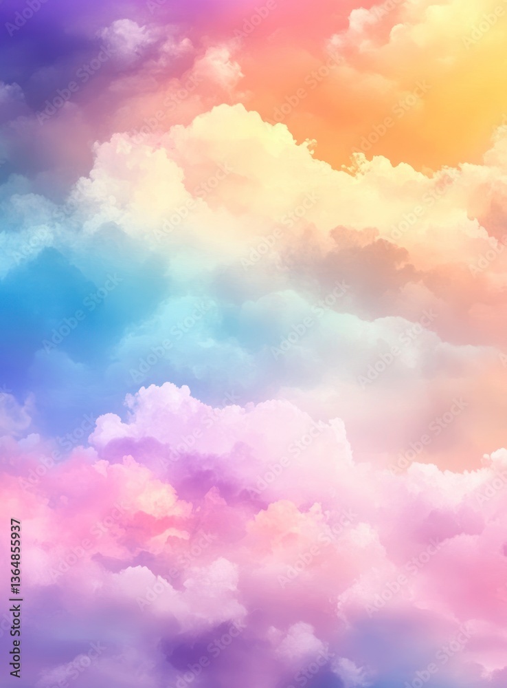 Colorful Cloudscape Background with Pastel Sky and Fluffy Clouds Texture Colorful Cloudscape Background with Pastel Sky and Fluffy Clouds Texture