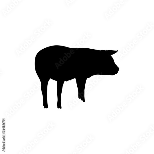 Silhouette of the Pig or Pork, can use for Logo Gram, Pictogram, Animal Illustration, Apps, or Graphic Design Element. Vector