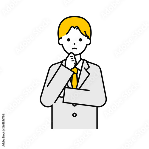 上半身のポーズ_シンプルな学生の男子学生10