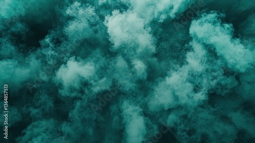 Teal smoke explosion, dramatic visual effect photo