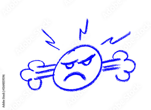 Angry Icon Crayon Chalk Drawing Vector