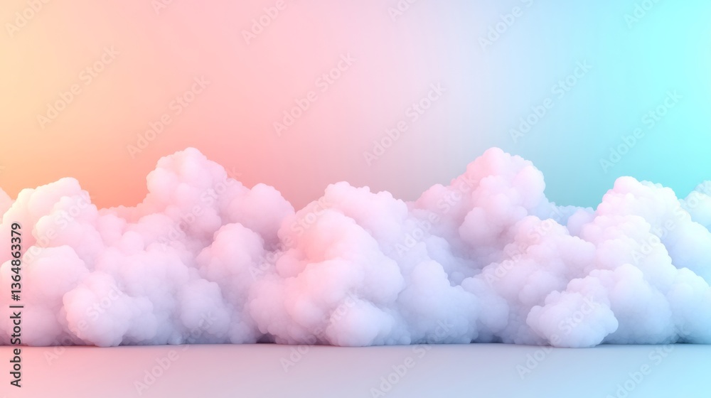 Fototapeta premium Soft cloud formation digital art abstract background calm environment aesthetic viewpoint atmospheric concept