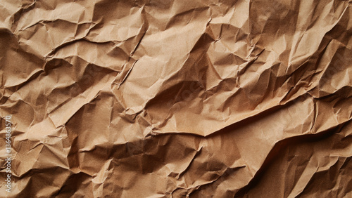 Wrinkled Brown Paper Texture with Shadows and Creases Everywhere