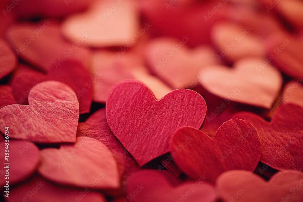 Obraz premium Close-up of many red hearts.
