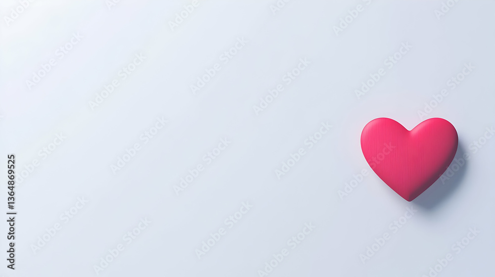 Bright Pink Heart Shape on a Soft White Background in Minimalist Style Bright Pink Heart Shape on a Soft White Background in Minimalist Style