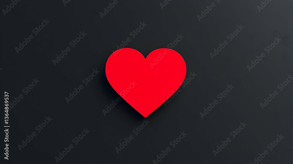 Red Heart Symbol on Dark Background for Love and Affection Themes Red Heart Symbol on Dark Background for Love and Affection Themes