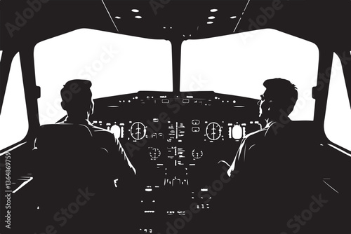 Pilot Cockpit Silhouette Vector Bundle