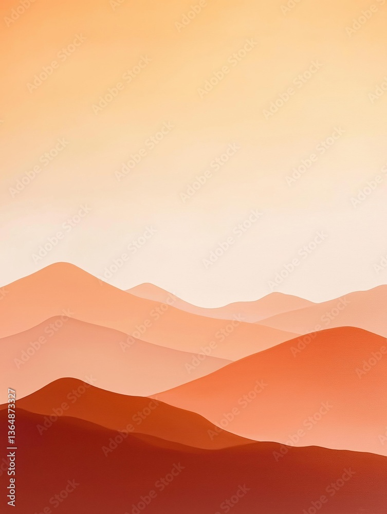 Obraz premium Abstract landscape with a gradient effect. the background is a gradient of orange and pink colors, with the top half being a light peach color and the bottom half a darker shade of pink.