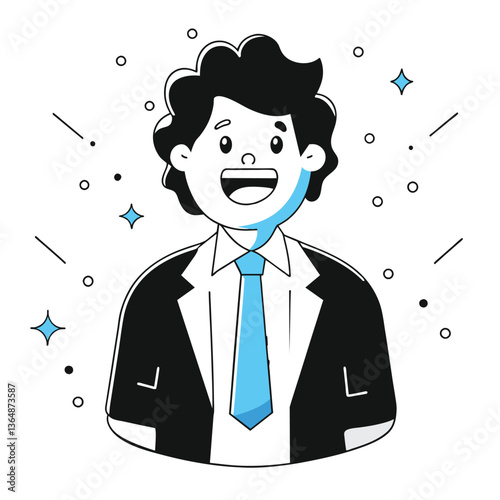 happily disgusted business illustration man  