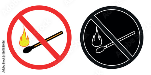 No fire, no lighter, no smoking, no matches icon design