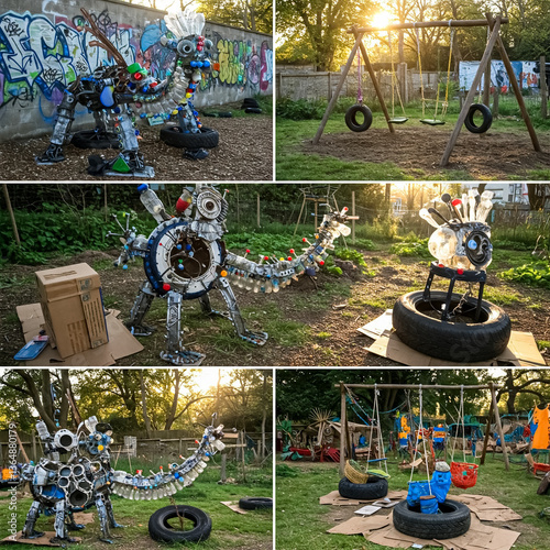 various things made from contaminated garbage, wearing plastic garbage bags and various domestic garbage