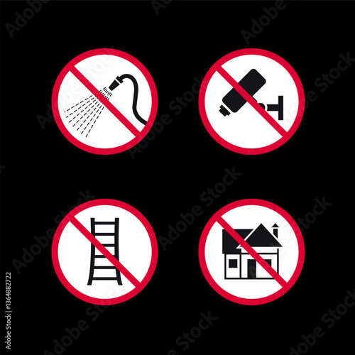 Free Download Prohibited signs, forbidden round stickers set, vector icons. - GFXLoad