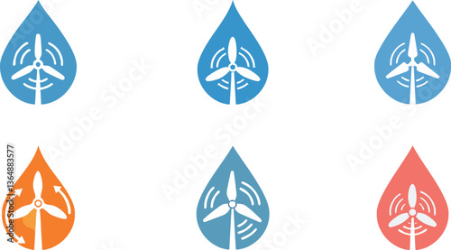 Water Drop icon with Turbine