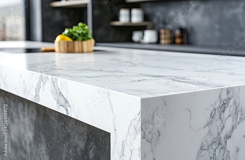 Modern kitchen countertop with elegant marble design photo