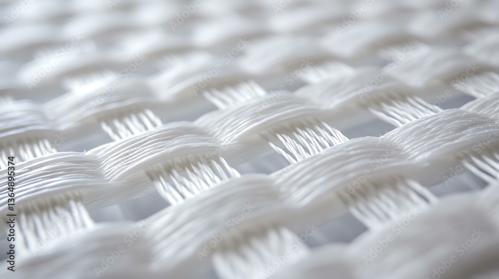 Fototapeta premium A macro shot of a woven white nylon material, showing its dense structure and fine details in an ultra-realistic format.