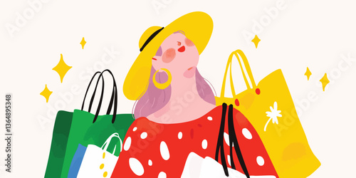 A stylish woman is delighte...