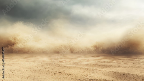 Brown dust border, sand and smoke clouds. Effect of sandstorm, wind storm in desert or explosion with texture of flying dusty powder and dirt particles, vector realistic background. 3D Illustration