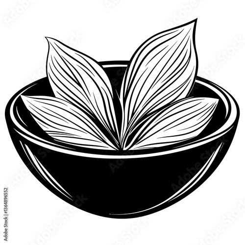 Leaf with a black outline and white veins