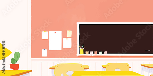 An Empty Classroom With Blackboard, inviting creativity. conveying the educational atmosphere and opportunity.