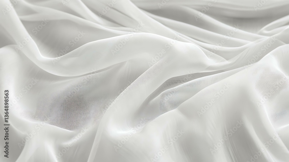 Fototapeta premium White nylon fabric with a delicate woven texture, laid out flat without any wrinkles, even lighting, and high clarity