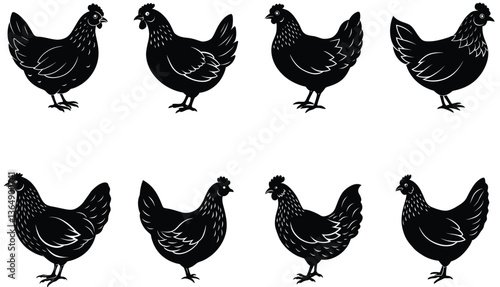 Brooding Hen Vector Shilhouette Bundle Set Collection
