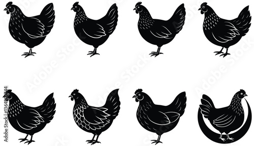 Brooding Hen Vector Shilhouette Bundle Set Collection