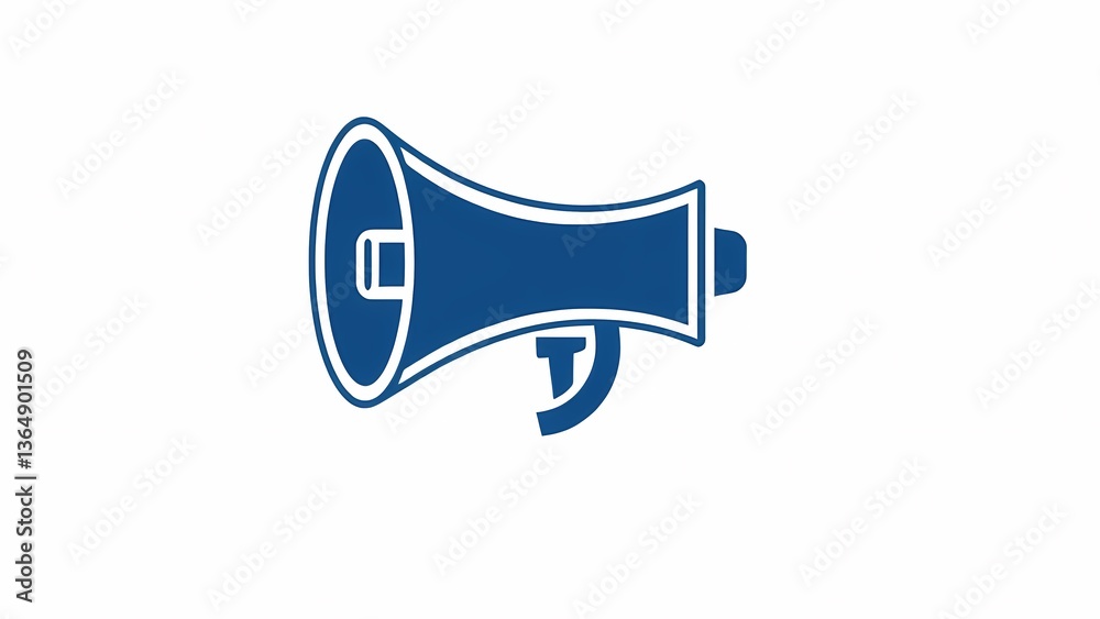 Blue Megaphone Illustration for Announcements or Marketing Campaigns on White Background Blue Megaphone Illustration for Announcements or Marketing Campaigns on White Background