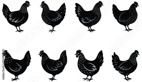 Brooding Hen Vector Shilhouette Bundle Set Collection