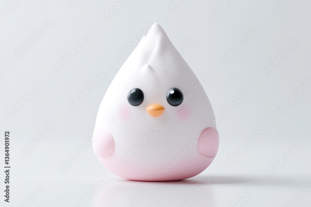 Cute, cartoonish, white bird figurine with pink accents. Soft, simple design Cute, cartoonish, white bird figurine with pink accents. Soft, simple design